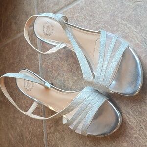 Silver Slingback Strap Shoes